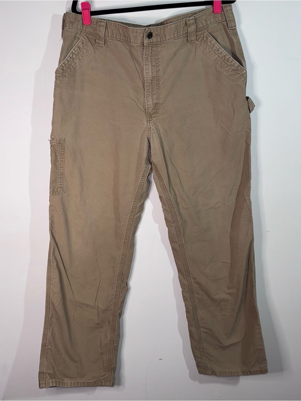 Carhartt Original Dungaree Carpenter Pants 38x32 Tan Khaki Workwear Cotton